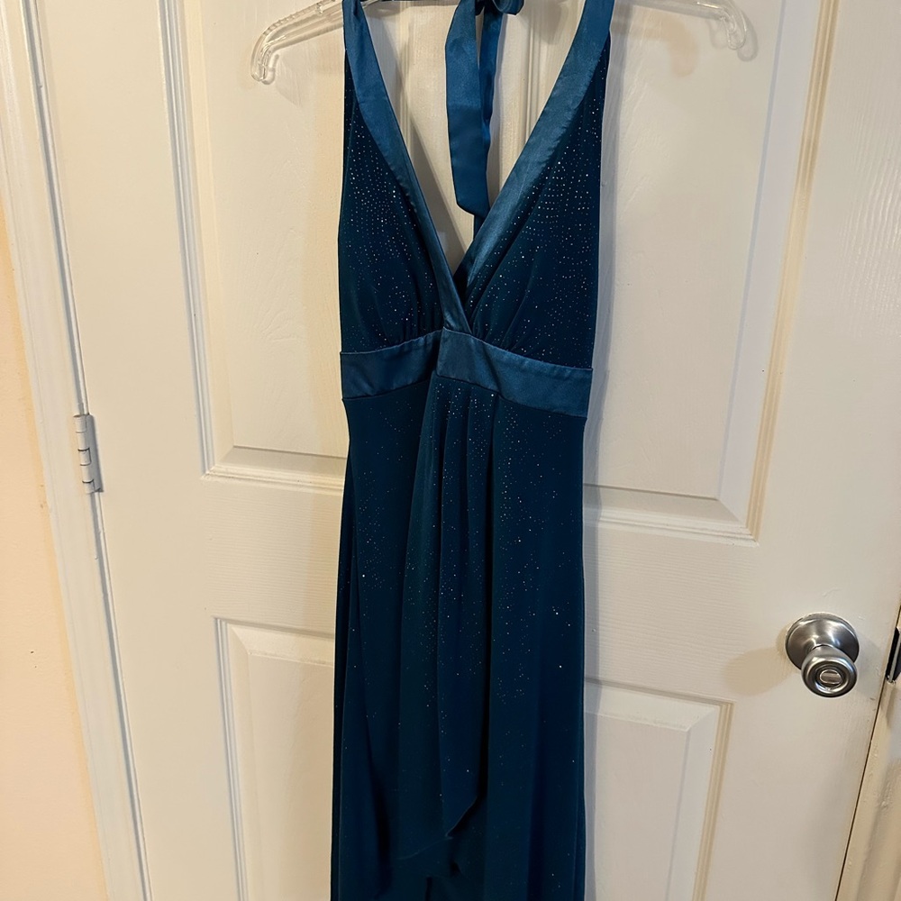 Elegant Teal Halter Dress